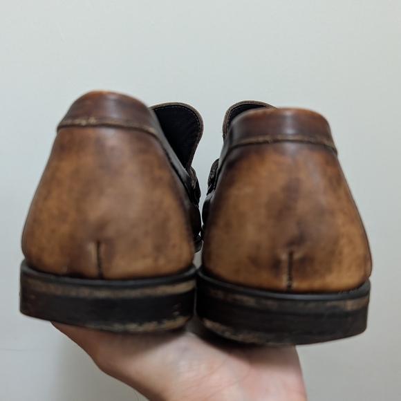 Bruno Magli Burnished Brown Slip On Penny Loafer Distressed Shoes 12.5